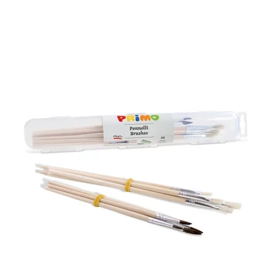 Ecset készlet PRIMO 1239PTQ10, póniszőr, 5db lapos ecset 0,2,4,6,8 + 5db aquarell ecset 2,3,4,6,8 zárható tartóban