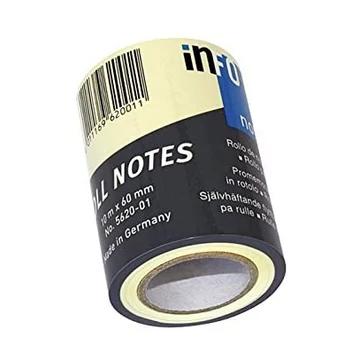Jegyzettömb InfoNotes öntapadós henger 60 mm x 10 m sárga