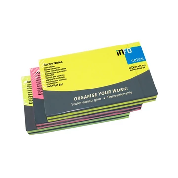 Jegyzettömb InfoNotes öntapadós, 125x75 mm, 6x80 lap, BRILLIANT MIX (sárga, zöld, pink)