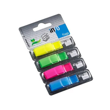 Jelölőcímke InfoNotes 12,5x43 mm, 4 szín, 4x36 lap, műanyag, teleszín (4BBD)