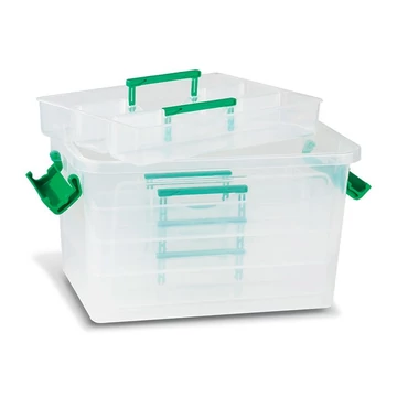 Tárolódoboz PRIMO 25,5x17x14,5 cm, műanyag, 4 db elválasztó tálcával