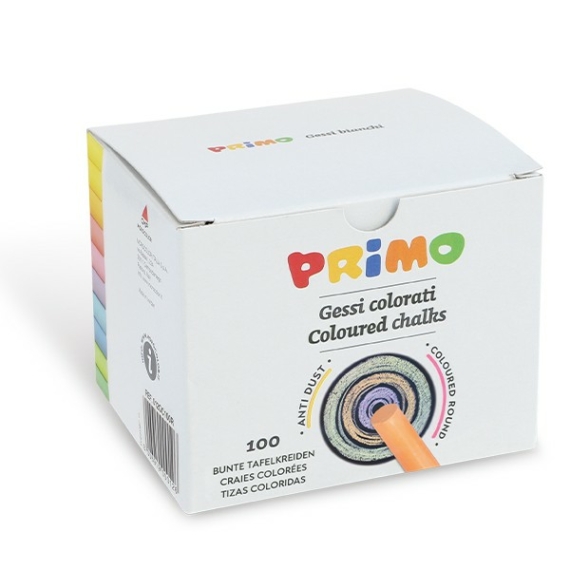 Táblakréta PRIMO pormentes, kerek színes, 100db-os