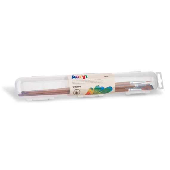 Ecset PRIMO HOBBY & PROFESSIONAL 1242P5A ( lapos ecset 6,10,18 és kerek ecset 5,8 ) 5db-os készlet akril és tempera technikához