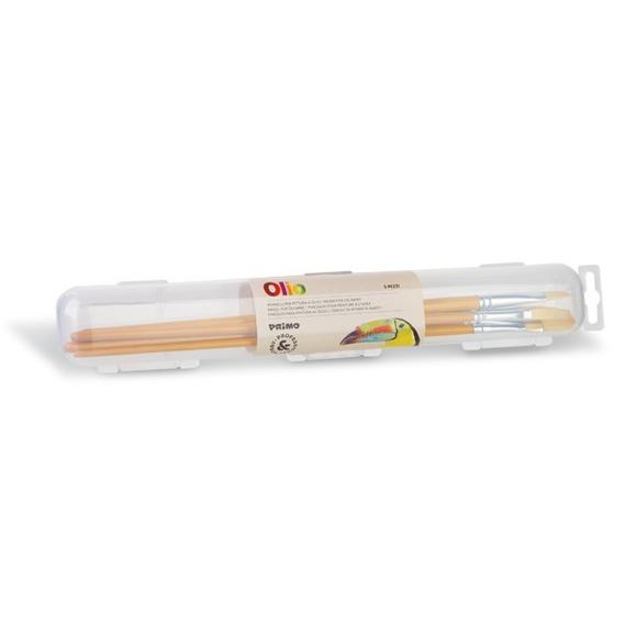 Ecset PRIMO HOBBY & PROFESSIONAL 1243P5O ( lapos ecset 10 és kerek ecset 2,6,12,20 ) 5db-os készlet olaj és egyéb technikához