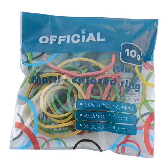 Gumigyűrű OFFICIAL vegyes méret 10g assorted colours