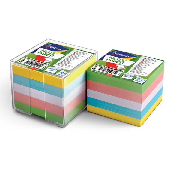 Jegyzettömb Petit Plus 9x9x800 lap színes, PVC dobozban