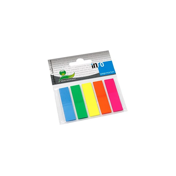 Jelölőcímke InfoNotes 12x44 mm, 5x25 lap, 5 szín, HASÁB oldaljelölő (műanyag)