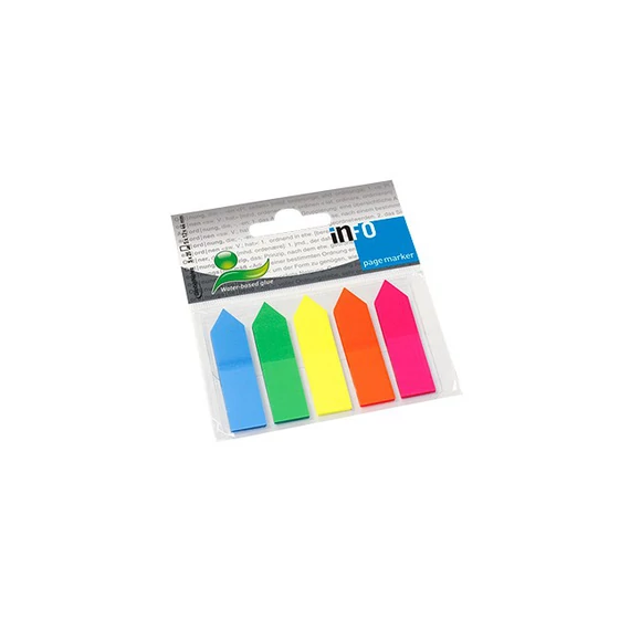 Jelölőcímke InfoNotes 12x44 mm, 5x25 lap, 5 szín, NYILAK, oldaljelölő (műanyag)