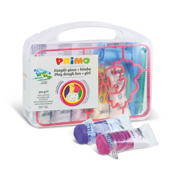 Gyurmatészta és nyomóformák PRIMO EasyDo gluténmentes, 5x100g, 5 szín + lány sablon és formázó ezközök, műa. dobozban