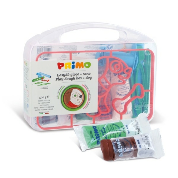 Gyurmatészta és nyomóformák PRIMO EasyDo gluténmentes, 5x100g, 5 szín + kutya sablon és formázó ezközök, műa. dobozban