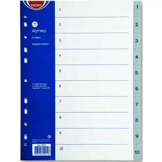 Elválasztó lap TREND regiszteres, A4 PP 1-10