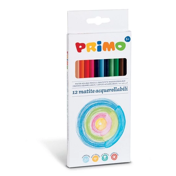 Színesceruza PRIMO 545MTRI12A aquarell-vízben oldódó háromszögletű, 12db-os készlet