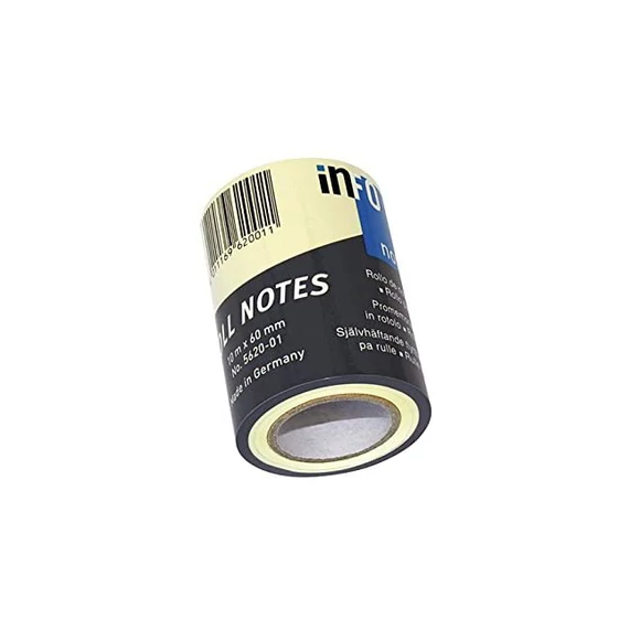 Jegyzettömb InfoNotes öntapadós henger 60 mm x 10 m sárga