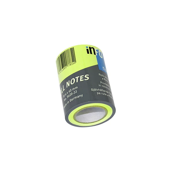 Jegyzettömb InfoNotes öntapadós henger 60 mm x 10 m neon zöld