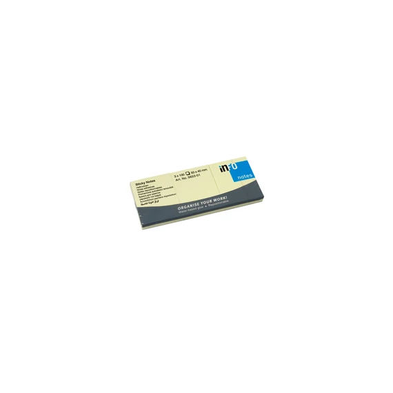 Jegyzettömb InfoNotes öntapadós 40X50 mm 3x100 lap sárga