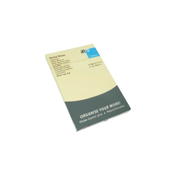 Jegyzettömb InfoNotes ragasztott 100x150 mm, 100 lap, kockás