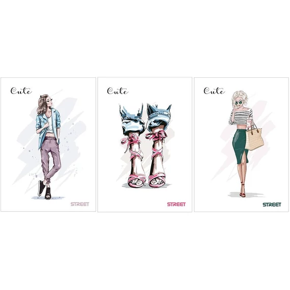 Füzet STREET CUTE A4, 54 lapos fehér papír 80g, vonalas