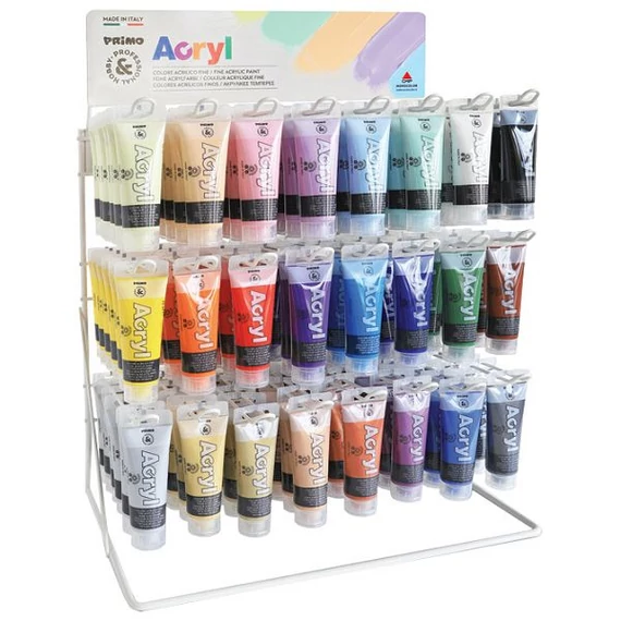Akrilfesték PRIMO HOBBY & PROFESSIONAL 144x75ml fém állvánnyal