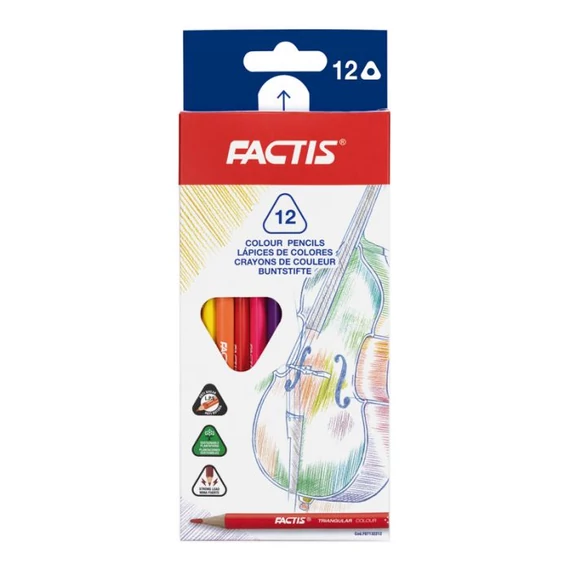 Színesceruza FACTIS háromszögletű 12db-os