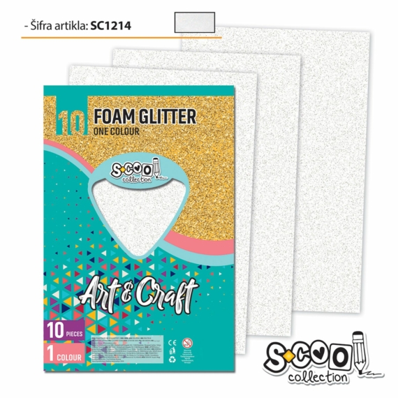 Dekorgumi-hab glitteres S-CooL SC1214 Art&Craft A4 10ív fehér