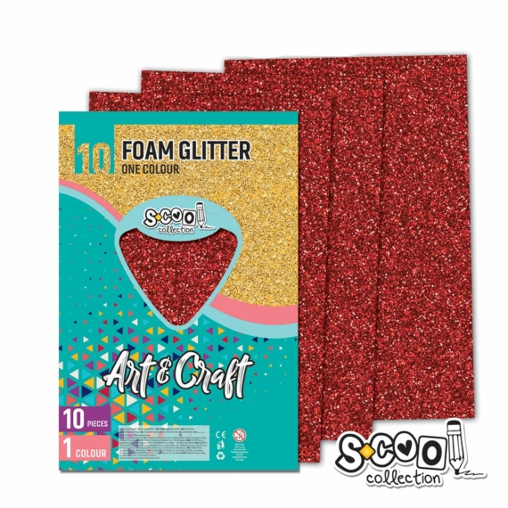 Dekorgumi-hab glitteres S-CooL SC1215 Art&Craft A4 10ív piros