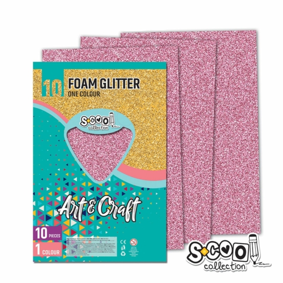 Dekorgumi-hab glitteres S-CooL SC1216 Art&Craft A4 10ív pink