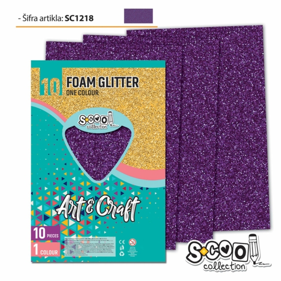 Dekorgumi-hab glitteres S-CooL SC1218 Art&Craft A4 10ív lila