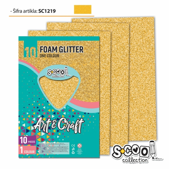 Dekorgumi-hab glitteres S-CooL SC1219 Art&Craft A4 10ív arany