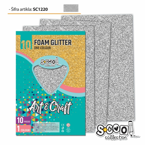 Dekorgumi-hab glitteres S-CooL SC1220 Art&Craft A4 10ív ezüst