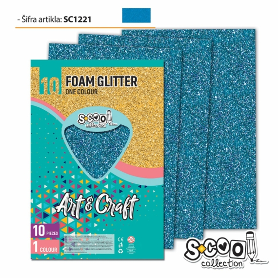 Dekorgumi-hab glitteres S-CooL SC1221 Art&Craft A4 10ív világos kék