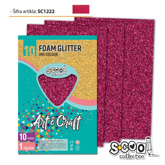 Dekorgumi-hab glitteres S-CooL SC1222 Art&Craft A4 10ív rubinvörös