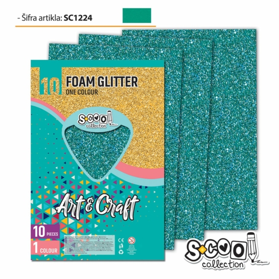 Dekorgumi-hab glitteres S-CooL SC1224 Art&Craft A4 10ív zöld