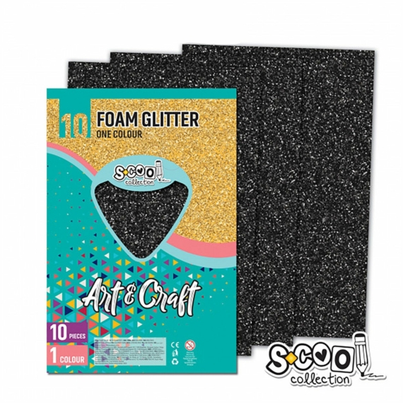 Dekorgumi-hab glitteres S-CooL SC1483 Art&Craft A4 10ív fekete